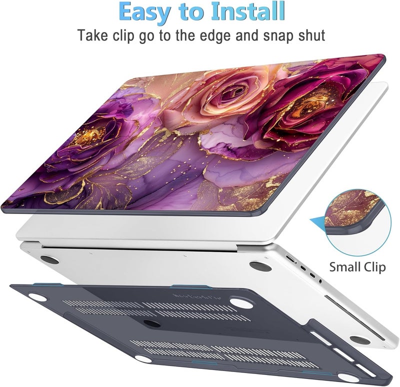 Mektron Case for M5 MacBook Pro 14 inch 2025 Model A3434 A3112 Fit 2024-2021 Model M4 A3112 A3401 A3185 M3 A2918 A2992 M2 A2779 M1 A2442 Pro/Max, Hard Shell Cover for MacBook Pro 14", Marble Flowers - Image 3